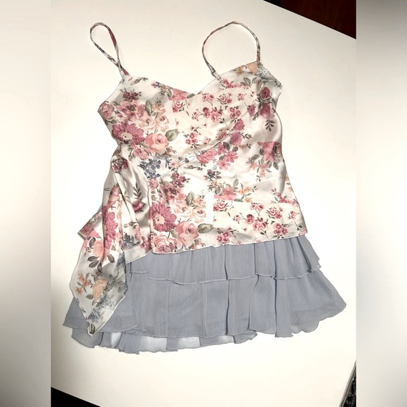 RITA ORA floral draped satin camisole shirt top LIKE NEW - Picture 3 of 10